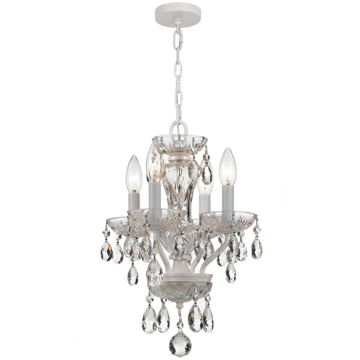 Crystorama 5534-WW-CL-SAQ Welton 4 Light 11 inch Wet White Mini Chandelier Ceiling Light in Clear Spectra