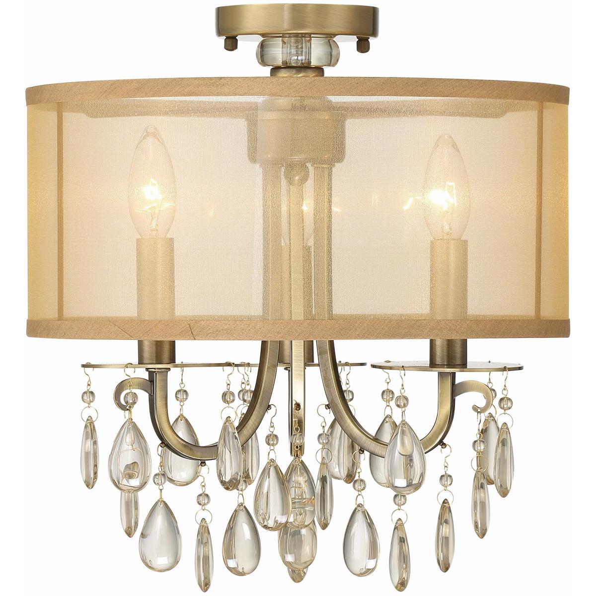 Crystorama 5623-AB_CEILING Hampton 3 Light 14 inch Antique Brass Semi Flush Ceiling Light