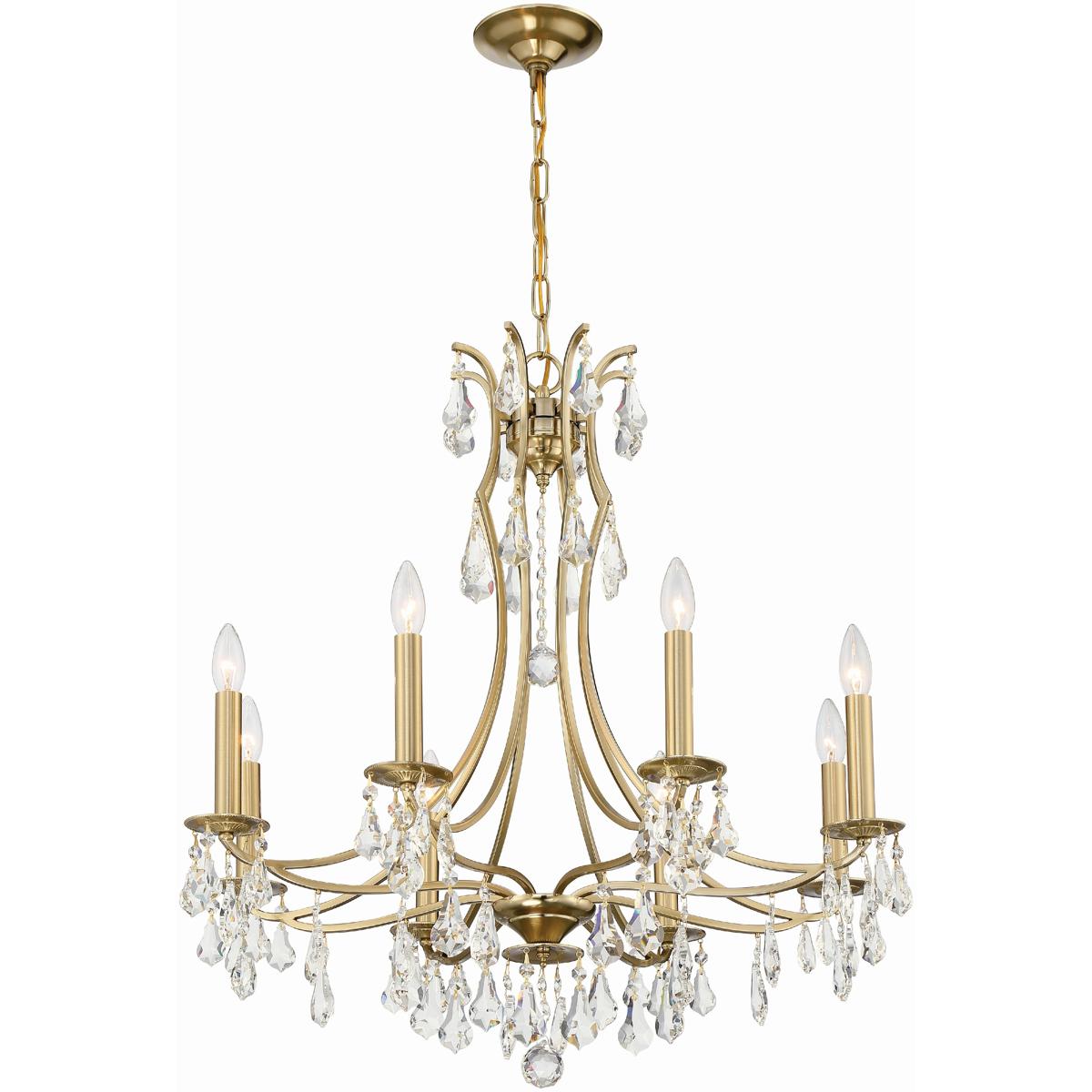 Crystorama 5938-VG-CL-MWP Cedar 8 Light 28 inch Vibrant Gold Chandelier Ceiling Light in Clear Hand Cut