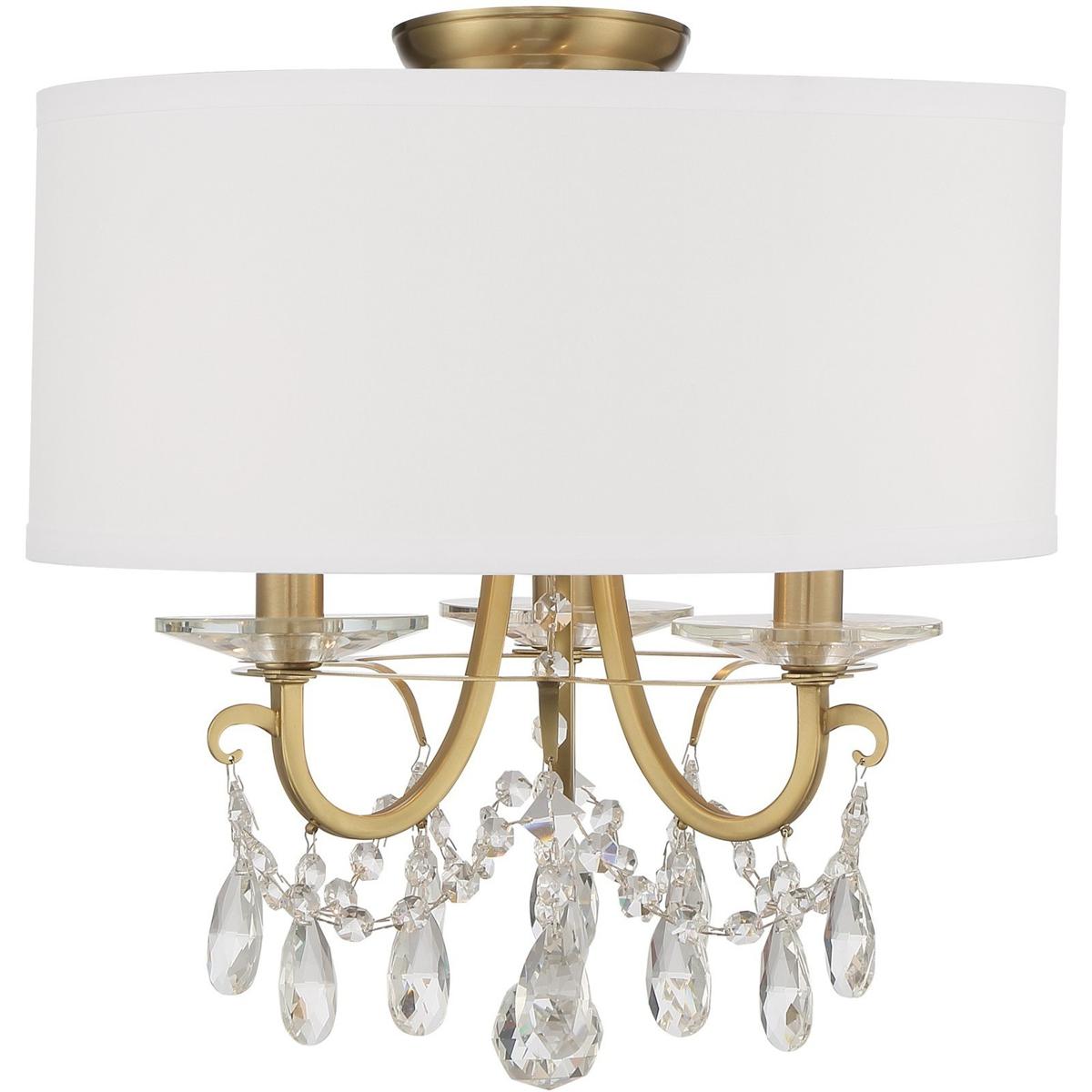 Crystorama 6623VGCLMWPCEILING Othello 3 Light 14 inch Vibrant Gold Semi Flush Ceiling Light