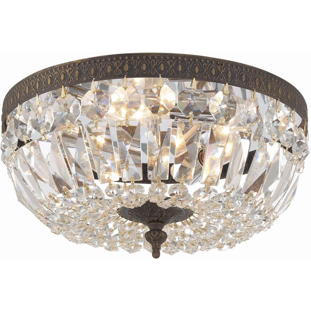 Crystorama 712-EB-CL-SAQ Waltham 3 Light 12 inch English Bronze Flush Ceiling Light in Clear Spectra