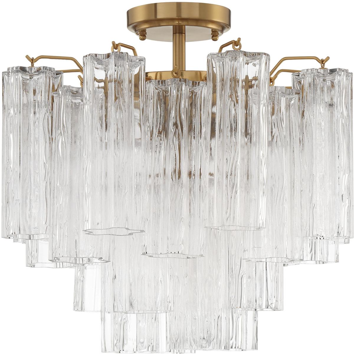 Crystorama ADD-300-AG-CL_CEILING Addis 4 Light 17.75 inch Aged Brass Semi Flush Ceiling Light in Clear