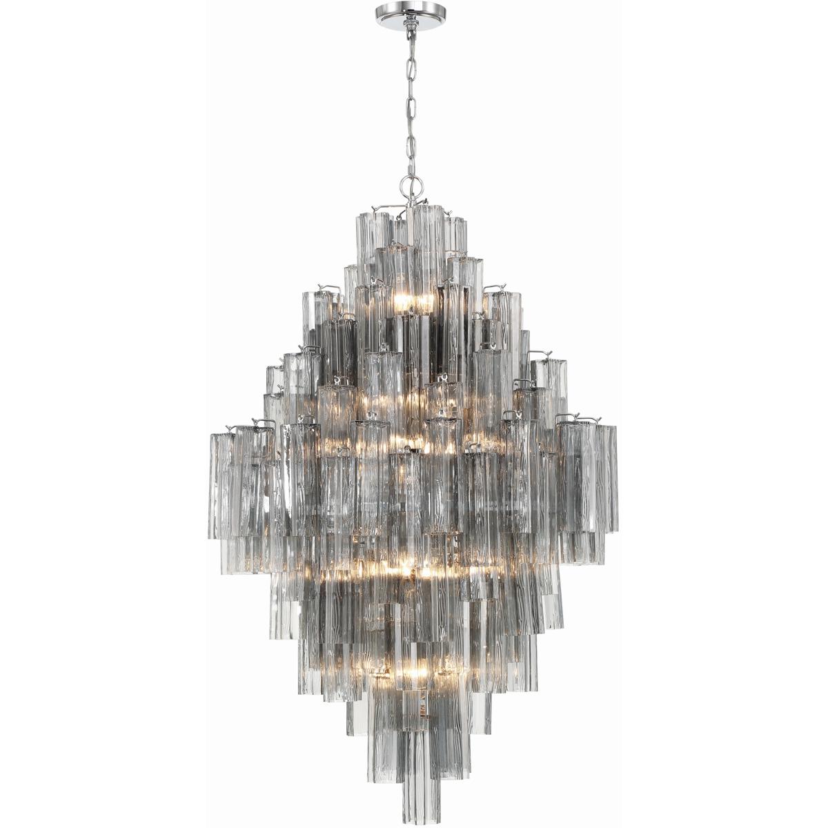 Crystorama ADD-319-CH-SM Addis 20 Light 31.5 inch Polished Chrome Chandelier Ceiling Light in Smoke