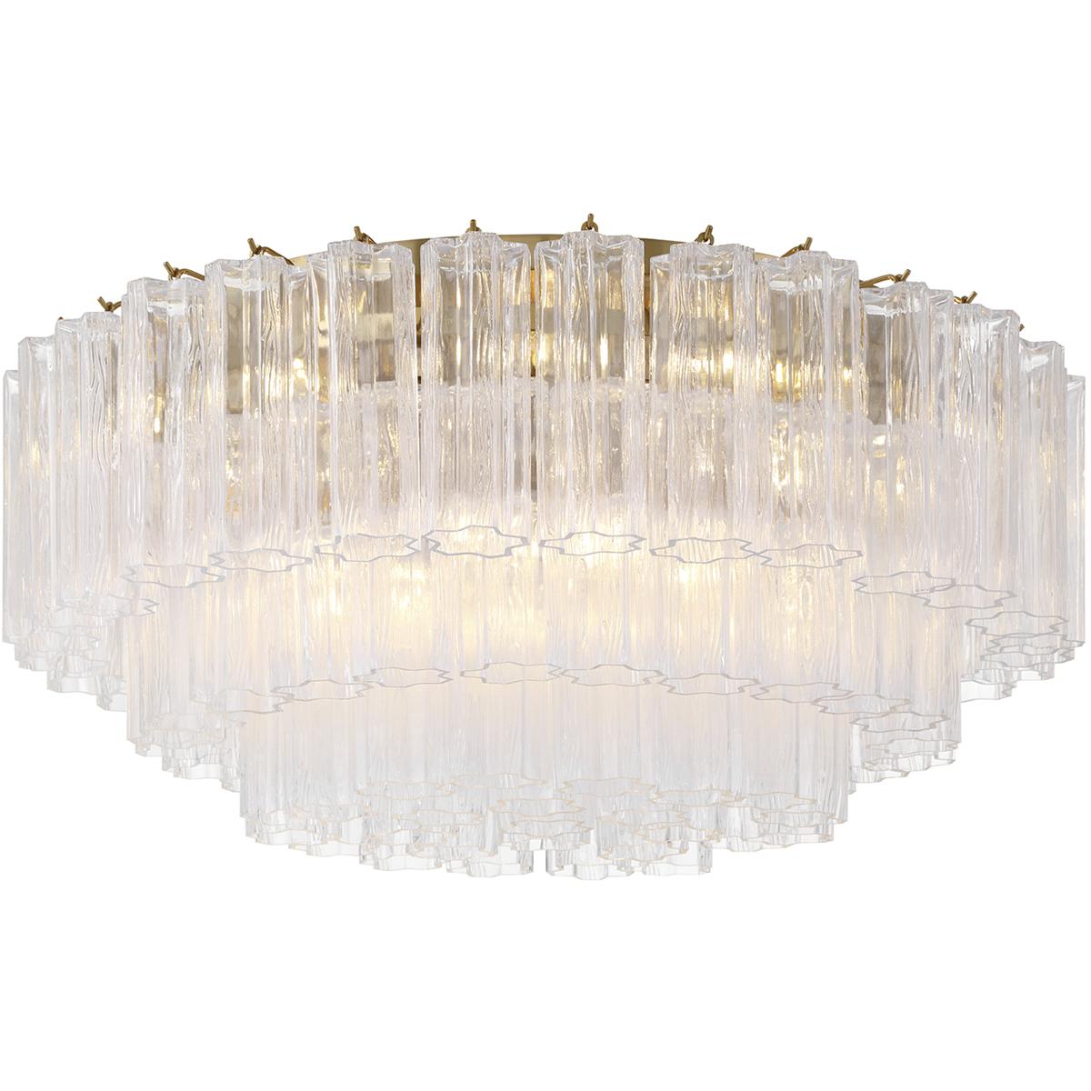 Crystorama ADD-331-AG-CL Addis 16 Light 32 inch Aged Brass Flush Ceiling Light in Tronchi Glass Clear