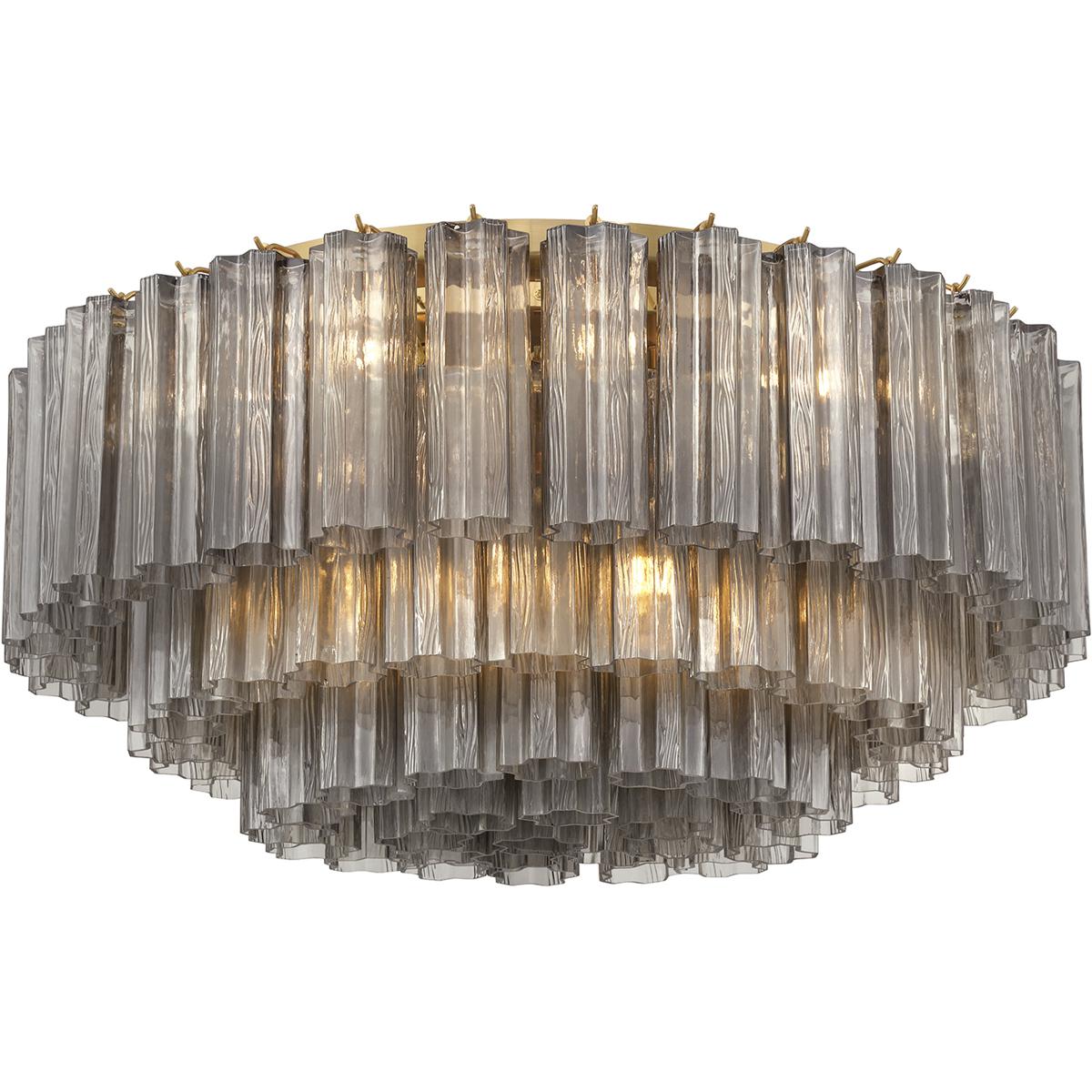 Crystorama ADD-331-AG-SM Addis 16 Light 32 inch Aged Brass Flush Ceiling Light in Smoke
