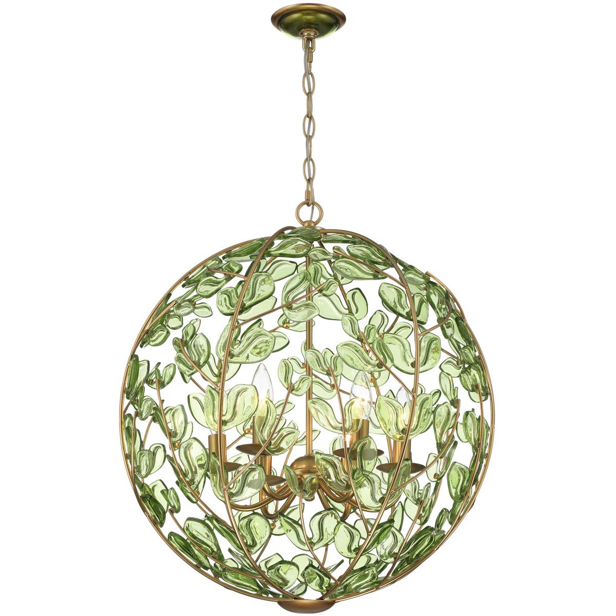 Crystorama BGT-335-SG-GR Bridget 6 Light 21 inch Soft Gold Chandelier Ceiling Light in Green