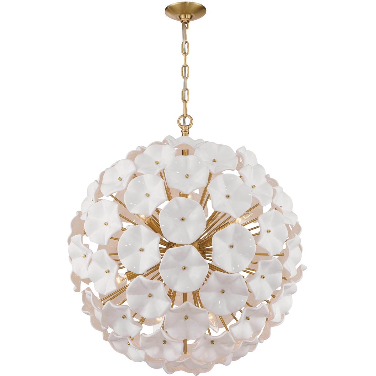 Crystorama ESM-4009-AG-WH Esme 12 Light 28 inch Aged Brass Chandelier Ceiling Light