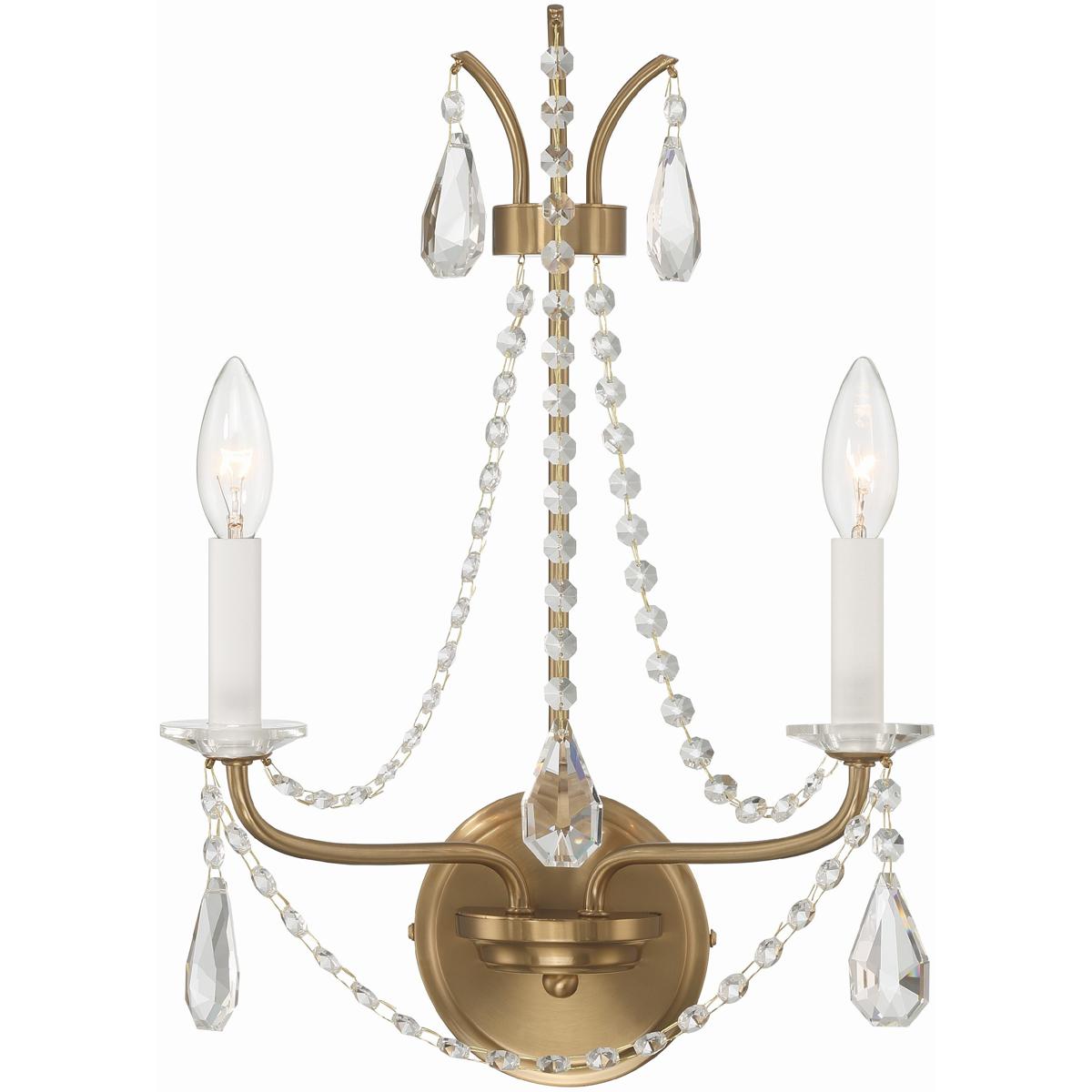 Crystorama KAR-90902-AG-CL-MWP Karrington Sconce Wall Light in Aged Brass