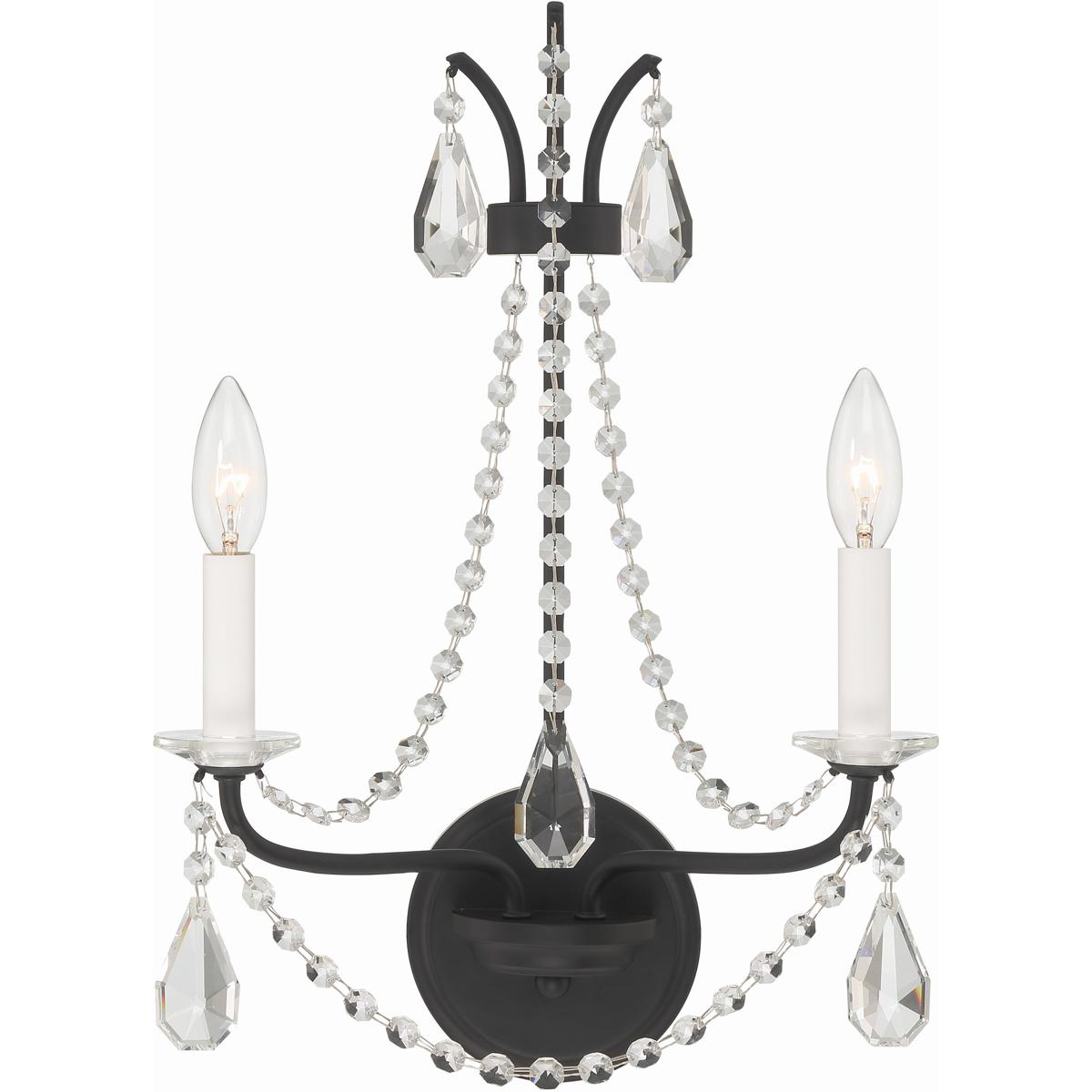 Crystorama KAR-90902-MK-CL-MWP Karrington Sconce Wall Light in Matte Black