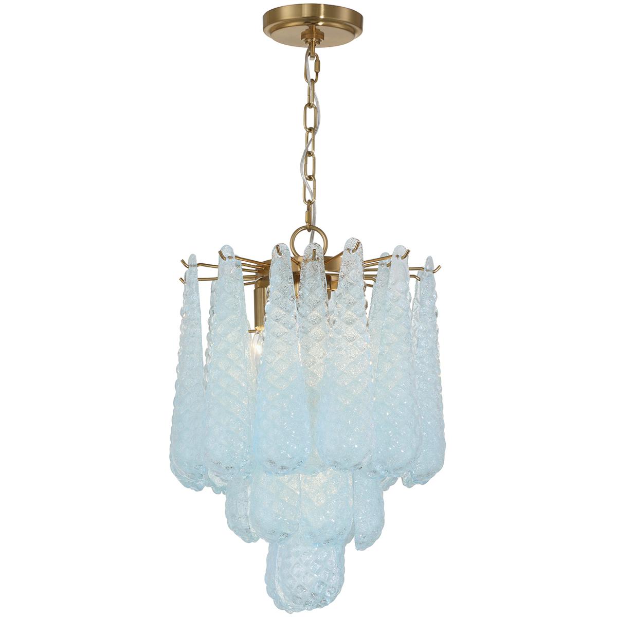 Crystorama OLL-6004-AG-BL Ollie 4 Light 14.25 inch Aged Brass Chandelier Ceiling Light in Sand Glass Blue