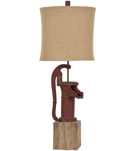 Crestview Collection CVAVP262 Antique Pump 34 inch 150 watt Wood and Rustic Red Table Lamp Portable Light