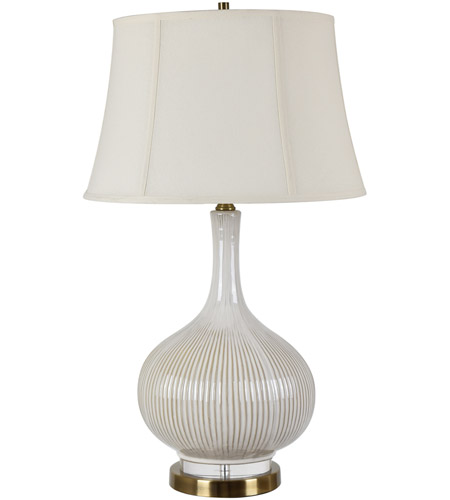Crestview Collection CVAZP028B Sawyer 30 inch 150.00 watt Glazed Off White Ceramic and Brushed Antique Brass Table Lamp Portable Light photo