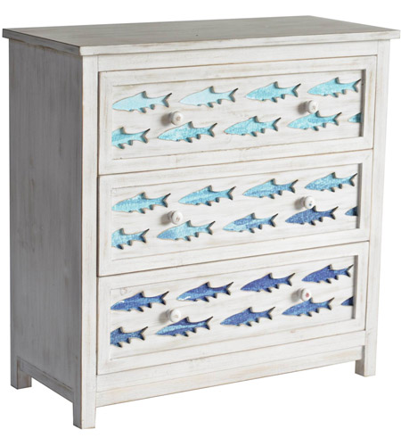 Crestview Collection CVFZR5075 Swimming Fish White Wash and Gradient Blue Chest photo