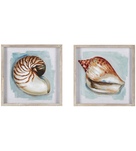 Crestview Collection CVTOP2789 Two Shells 16 X 2 inch Hand Painted Canvas, Set of 2