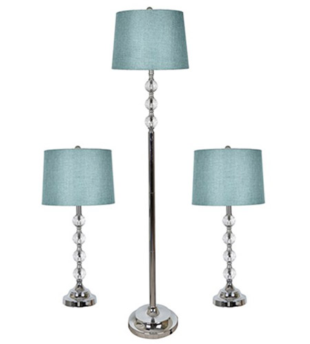 Crestview Collection ABS908A3BLU Element Table Lamps Portable Light, plus Floor Lamp, Set of 3 photo