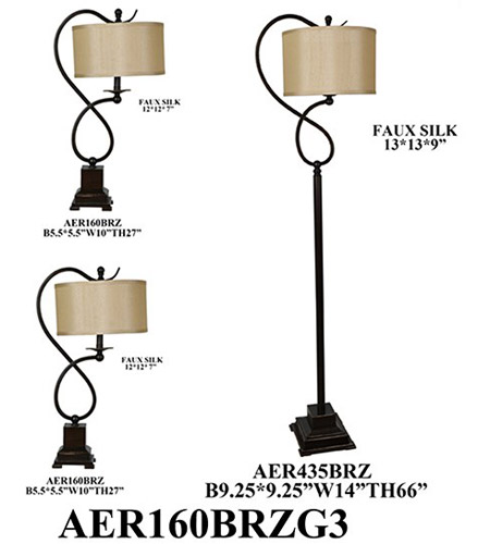 Crestview Collection AER160BRZG3 Element Table Lamps Portable Light, plus Floor Lamp, Set of 3