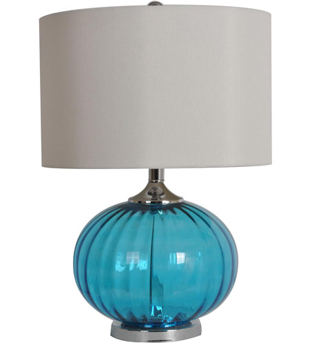 Crestview Collection CVABS680 Newport 22 inch 100 watt Blue and Nickel Table Lamp Portable Light
