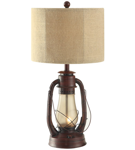 Crestview Collection CVABS965 Lauren 28 inch 150 watt Rustic Red and Amber Table Lamp Portable Light, with Nightlight photo