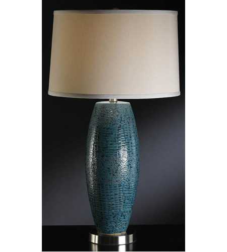 Crestview Collection CVAP1348 Melrose Blue 29 inch 150 watt Turquoise Blue Pearlized Finish and Nickel Table Lamp Portable Light