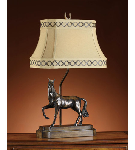 Crestview Collection CVATP585 Prancer 31 inch 100 watt Resin Bronze and Pecan Table Lamp Portable Light