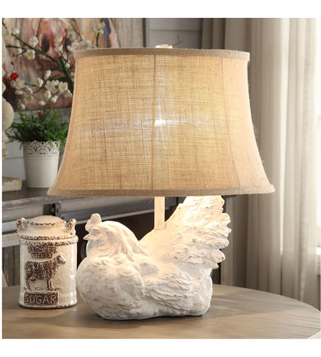 Crestview Collection CVAVP894 Rooster 21 inch 100 watt White Washed Table Lamp Portable Light