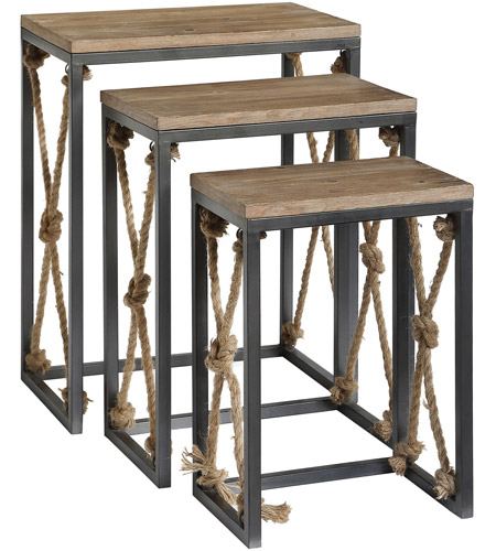 Crestview Collection CVFZR4083 Bar Harbor 26 X 20 inch Rustic Nested Tables, Set of 3
