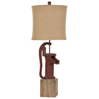 Crestview Collection CVAVP262 Antique Pump 34 inch 150 watt Wood and Rustic Red Table Lamp Portable Light thumb