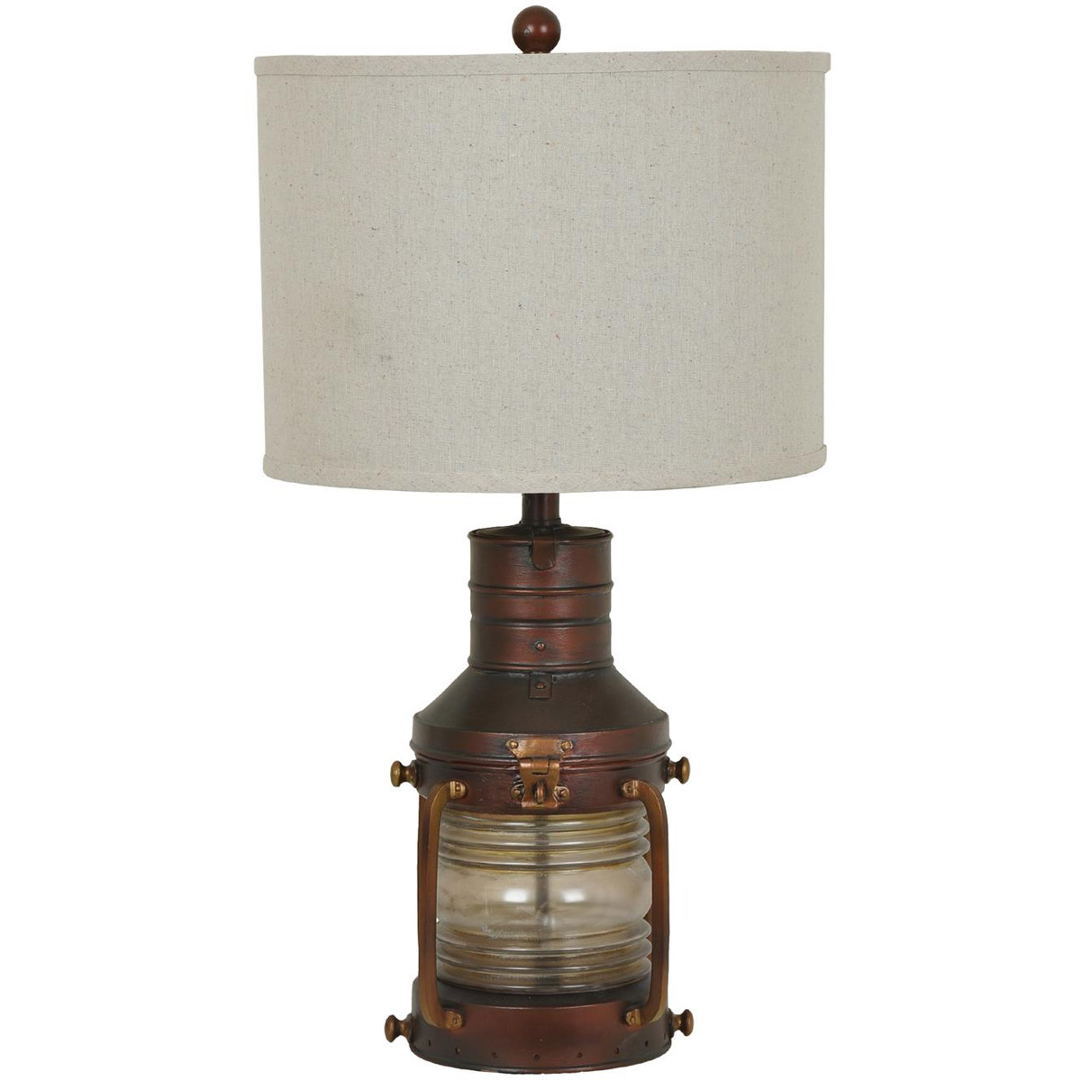 Crestview Collection CVABS964 Copper Lantern 27 inch 150 watt Antique Brown and Natural Brown Table Lamp Portable Light, with Nightlight