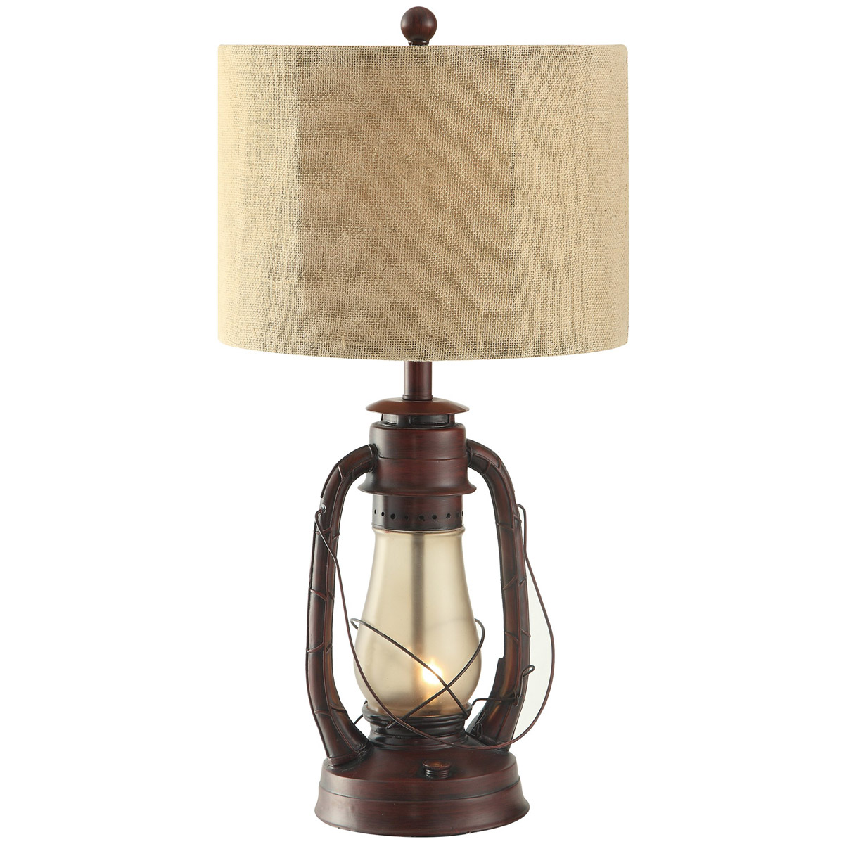 Crestview Collection CVABS965 Lauren 28 inch 150 watt Rustic Red and Amber Table Lamp Portable Light, with Nightlight