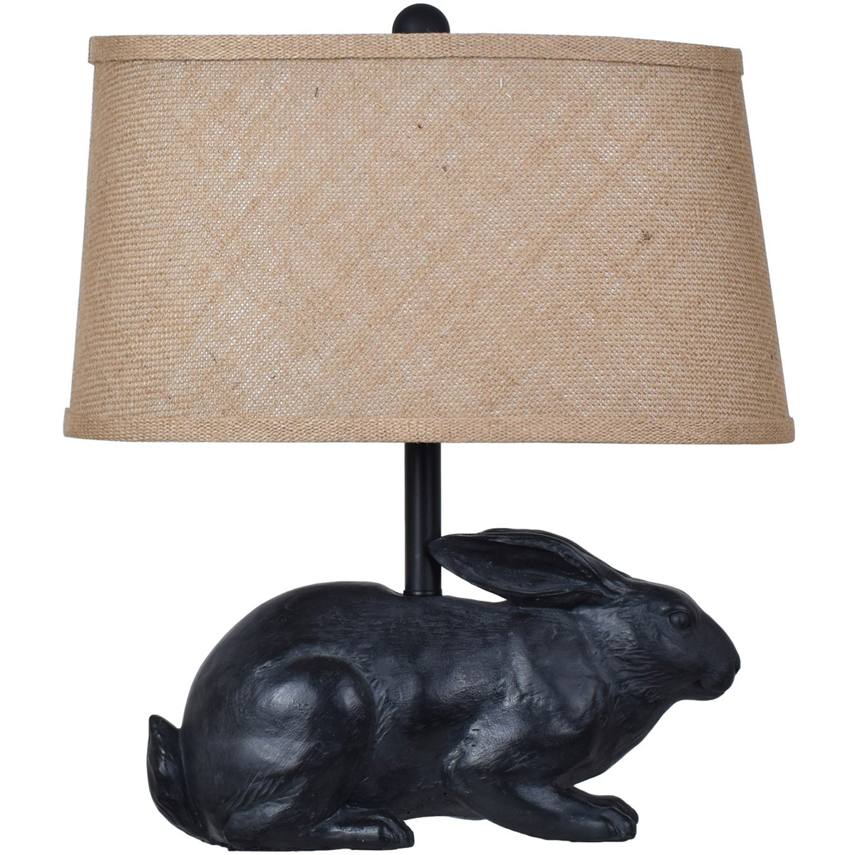 Crestview CVAVP591 17 in. 2.1 x 1.8 x 8 in. Burlap Shade Resin Rabbit Table Lamp, Black Iron - Pack of 2