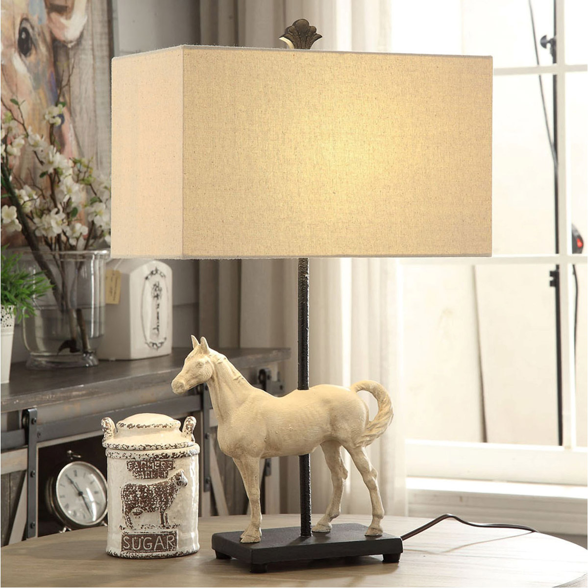 Crestview Collection CVAVP961 Chase 27 inch 150 watt Bleached White and Black Table Lamp Portable Light