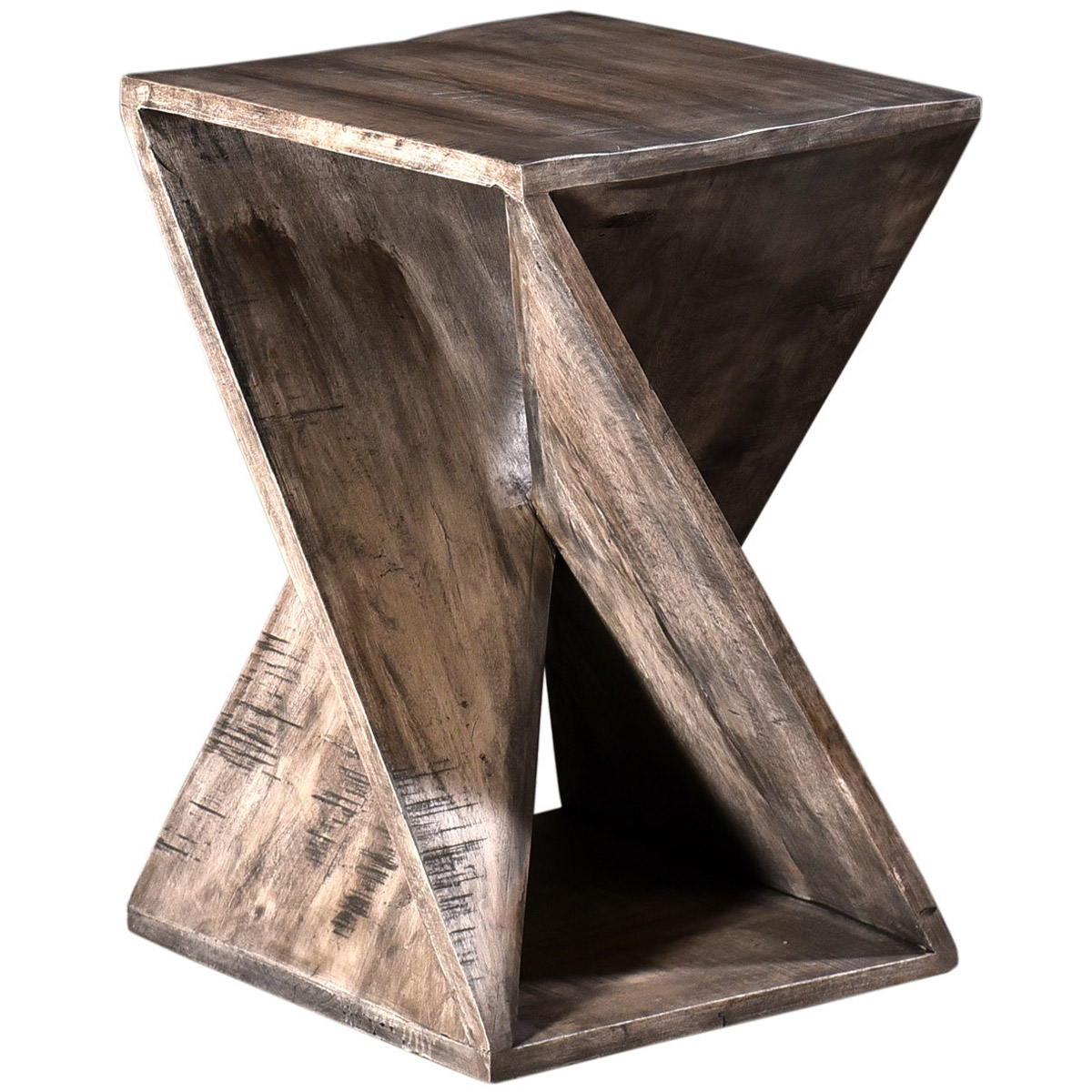 CVFNR708 4.94 ft. Bengal Manor Mango Wood Grey Twist Square End Table