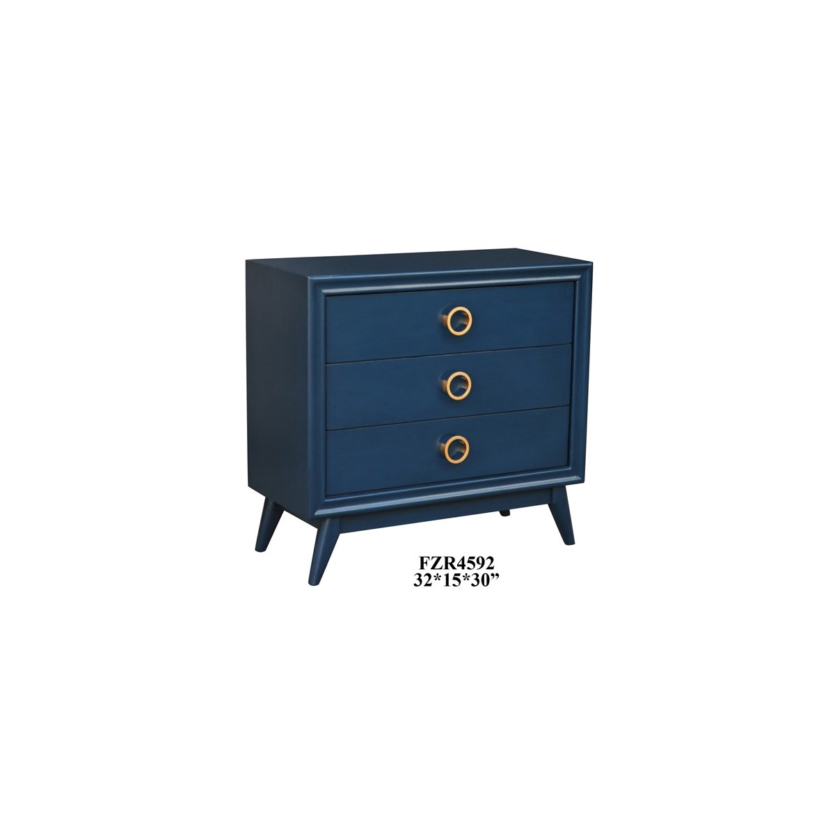 CVFZR4592 32 x 15 x 30 in. Pomeroy 3 Drawer Chest with Hardware, Indigo & Gold