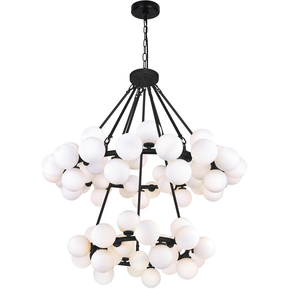 CWI Lighting 1020P3970101 Arya 70 Light 39 inch Black Chandelier Ceiling Light