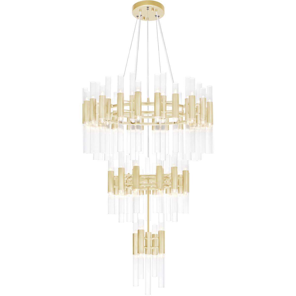 CWI Lighting 1120P32-123-602 Orgue 123 Light 32 inch Satin Gold Down Chandelier Ceiling Light