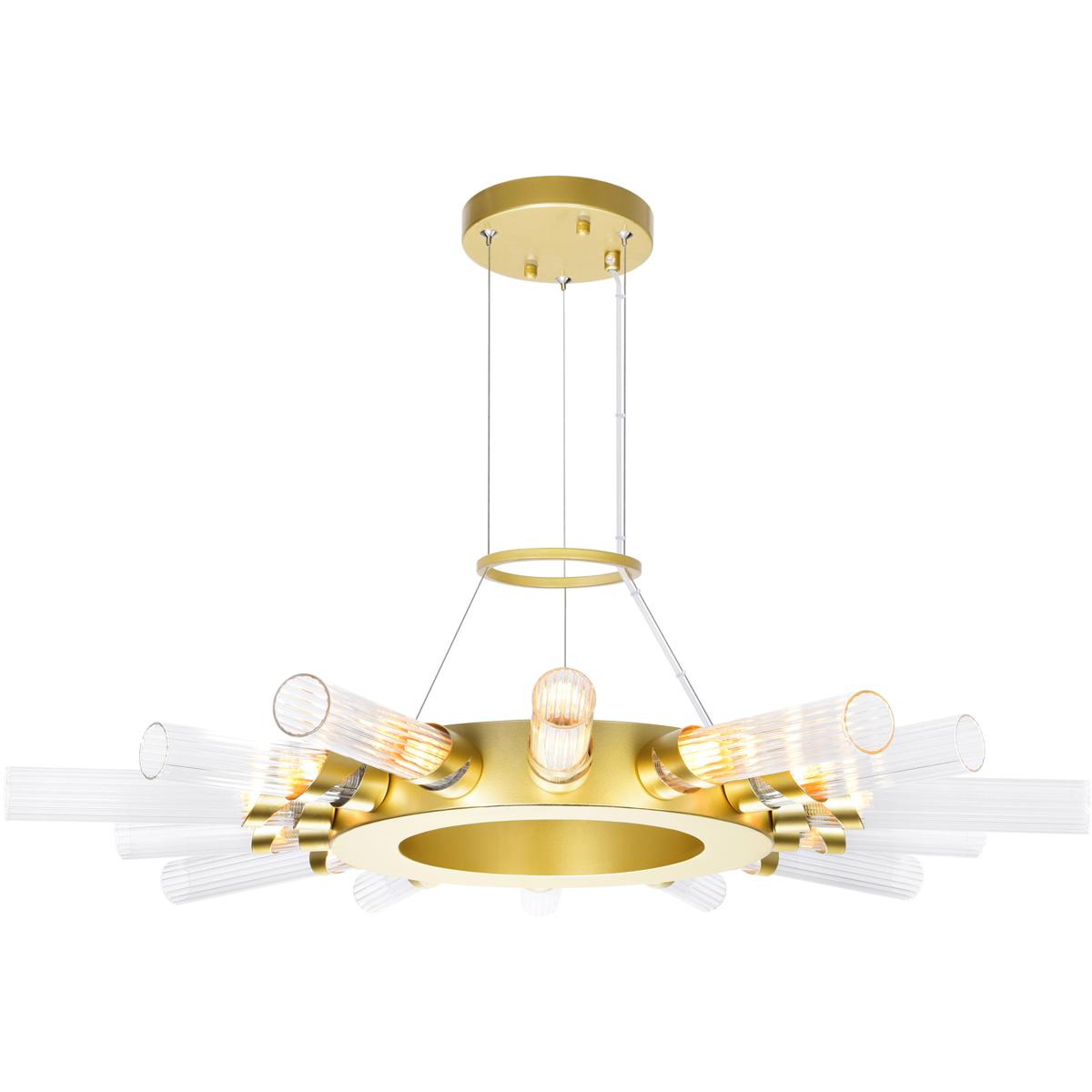 CWI Lighting 1121P28-14-602 Collar LED 28 inch Satin Gold Chandelier Ceiling Light