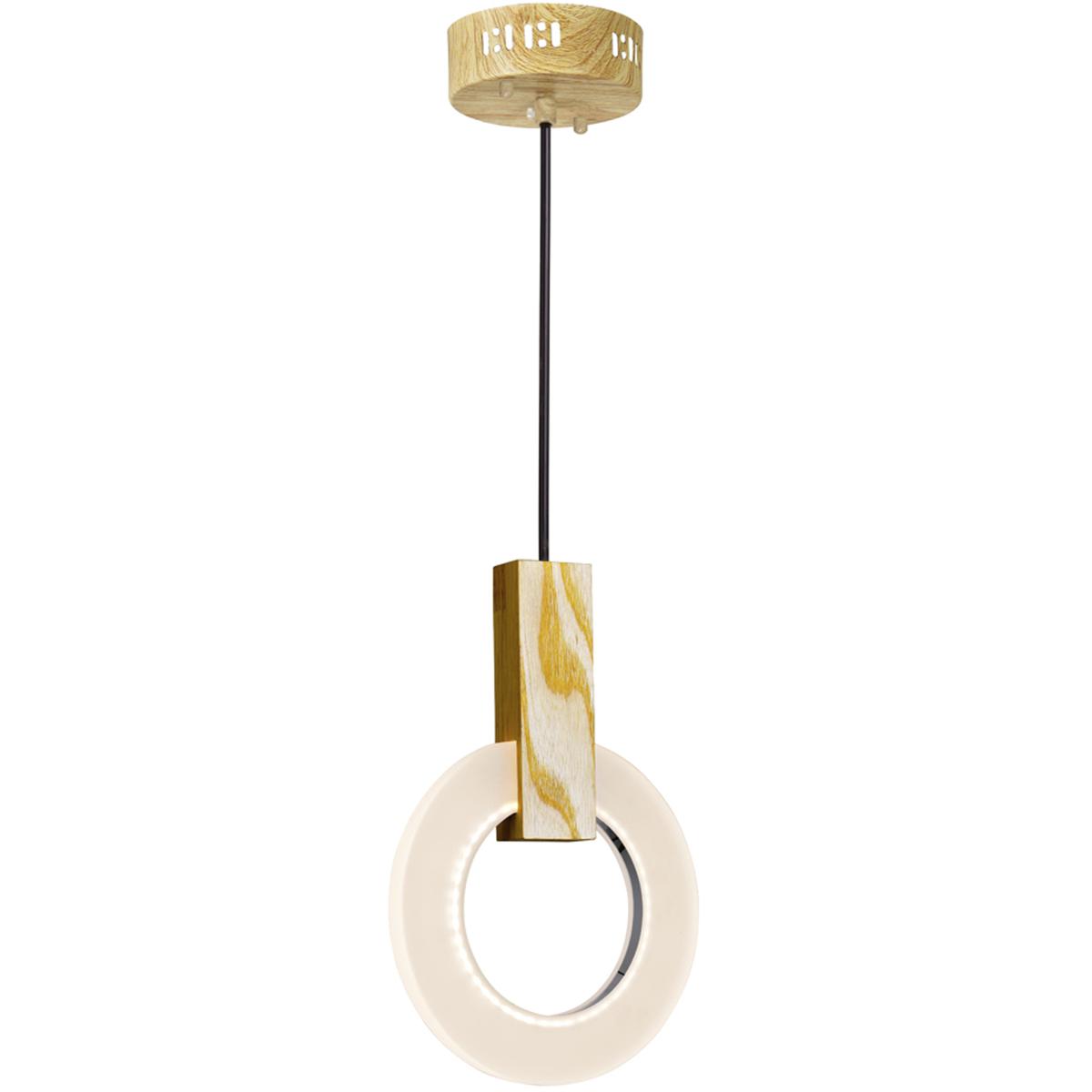 CWI Lighting 1214P8-1-236 Anello LED 5 inch White Oak Down Mini Pendant Ceiling Light