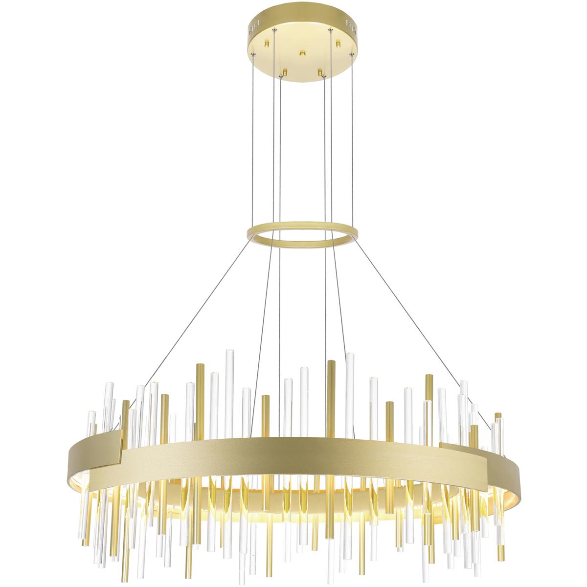 CWI Lighting 1245P32-602 Millipede LED 32 inch Satin Gold Chandelier Ceiling Light