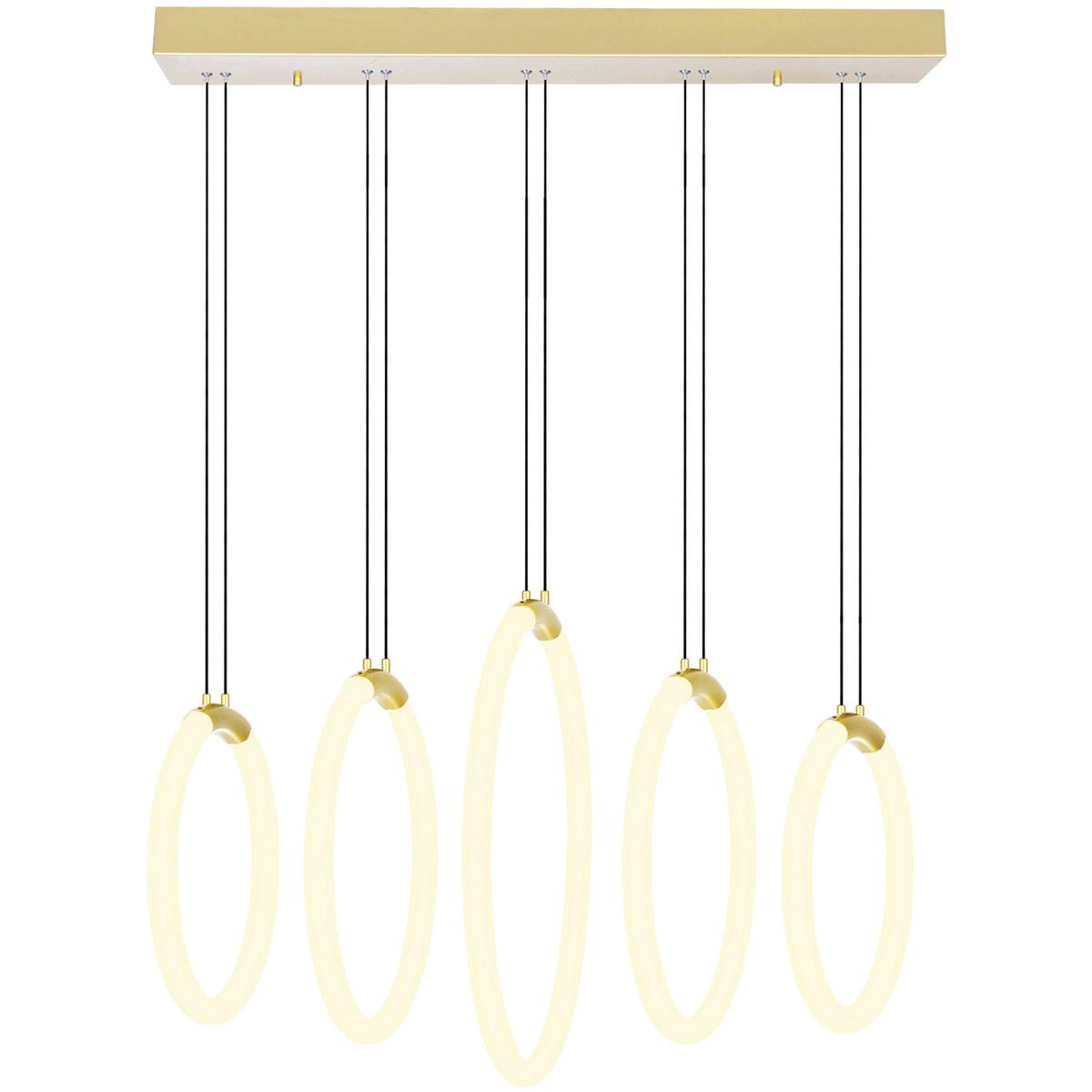 CWI Lighting 1273P23-5-602-RC Hoops LED 5 inch Satin Gold Chandelier Ceiling Light
