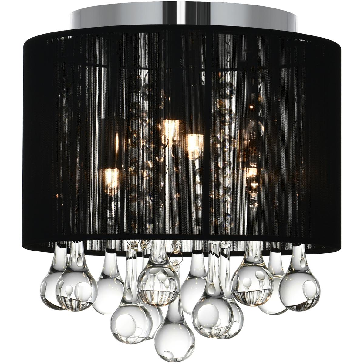 CWI Lighting 5006C10C-R (B) Water Drop 4 Light 10 inch Chrome Drum Shade Flush Mount Ceiling Light in Black