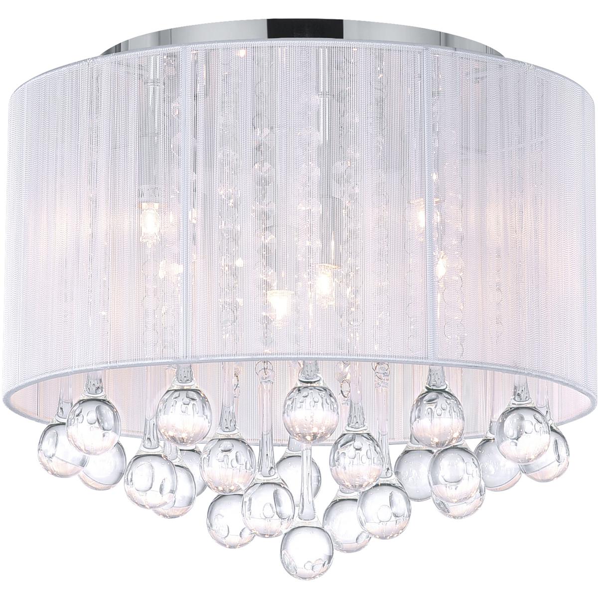 Lighting New York R-5006C14C-R (W) CWI Lighting Water Drop 6 Light 14 inch Chrome Drum Shade Flush Mount Ceiling Light in White 5006C14C-R (W) - Open 