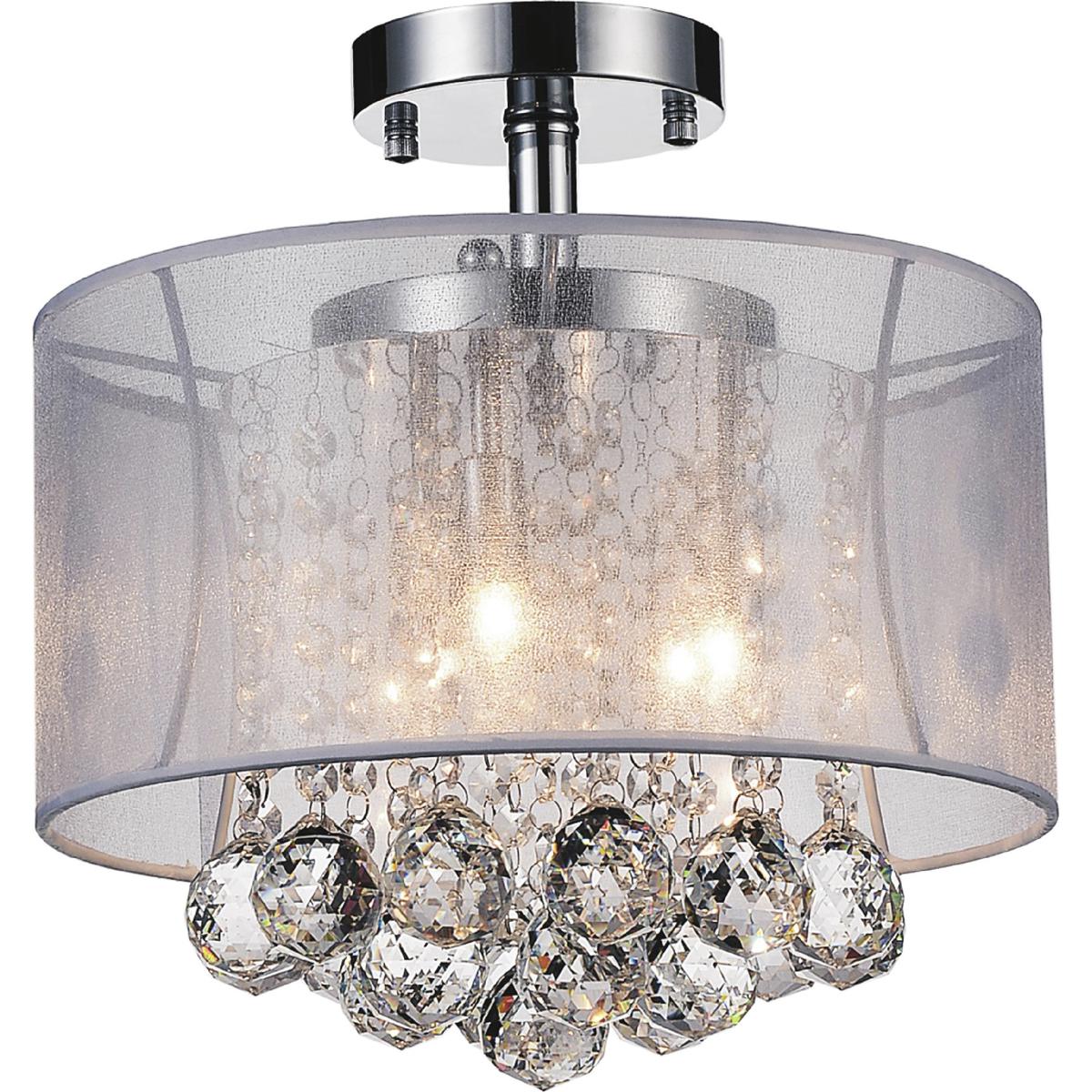 CWI Lighting 5062C12C (CLEAR + W) Radiant 3 Light 12 inch Chrome Drum Shade Flush Mount Ceiling Light in White