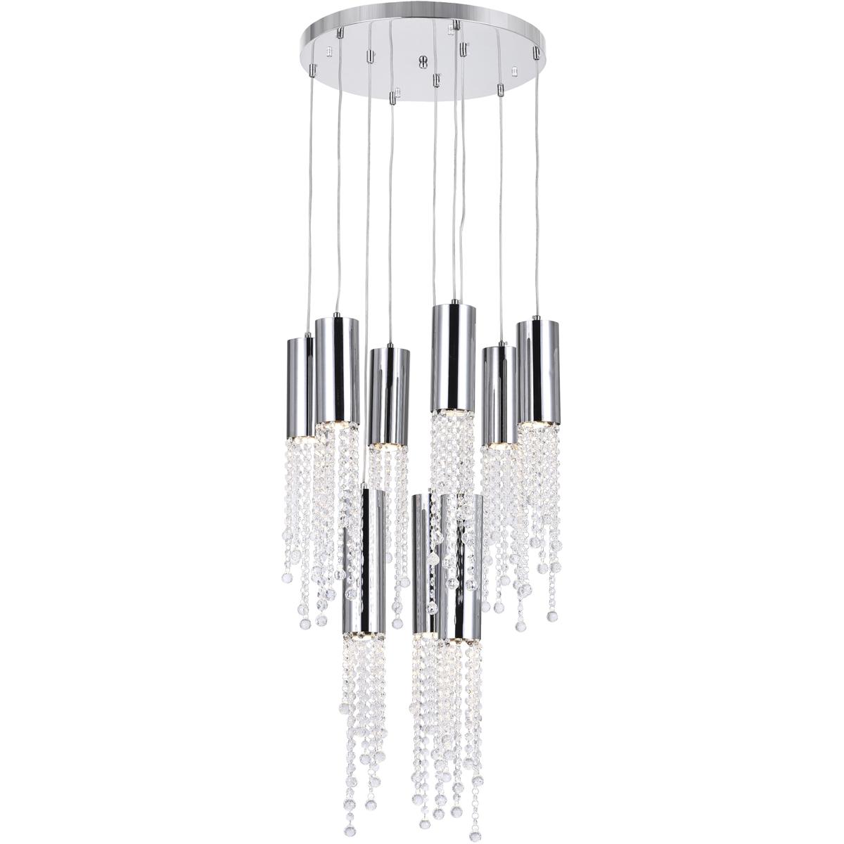 CWI Lighting 5081P20C-R Extended 9 Light 20 inch Chrome Multi Light Pendant Ceiling Light