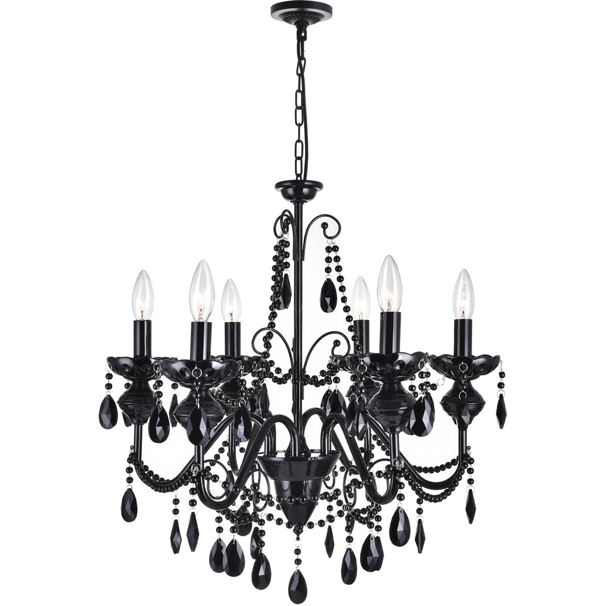 CWI Lighting 5095P22B6 Keen 6 Light 22 inch Black Up Chandelier Ceiling Light
