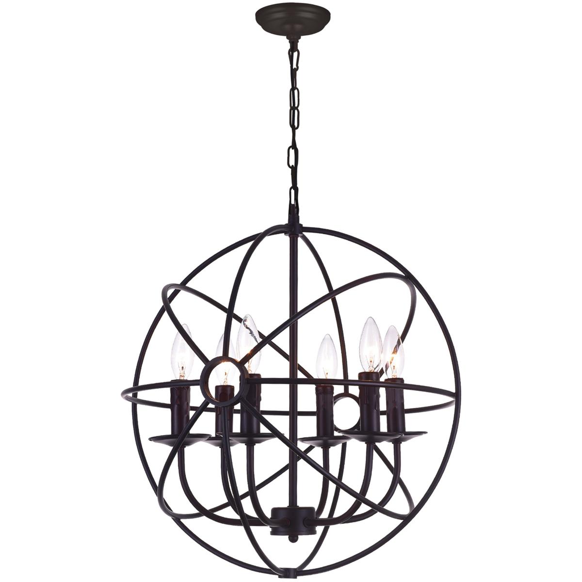CWI Lighting 5464P18DB Arza 6 Light 18 inch Brown Up Chandelier Ceiling Light