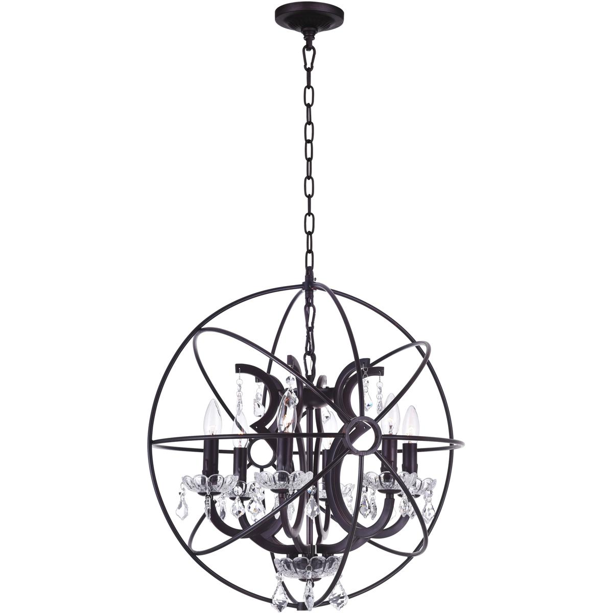CWI Lighting 5465P22DB Campechia 6 Light 22 inch Brown Up Chandelier Ceiling Light