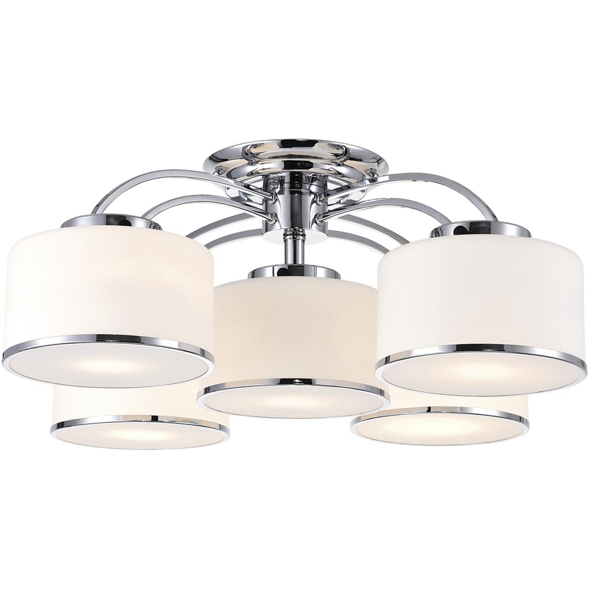 CWI Lighting 5479C30C-5 Frosted 5 Light 30 inch Chrome Drum Shade Flush Mount Ceiling Light
