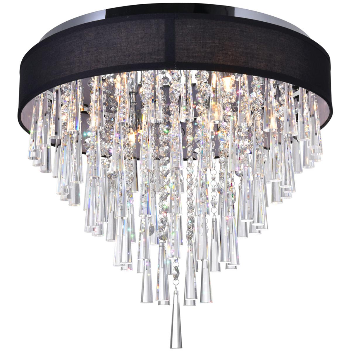 CWI Lighting 5523C22C (BLACK) Franca 8 Light 22 inch Chrome Drum Shade Flush Mount Ceiling Light in Black