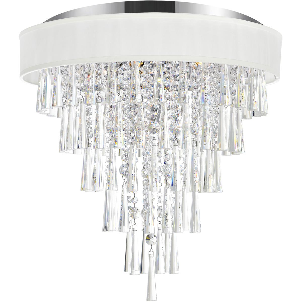 CWI Lighting 5523C22C (OFF WHITE) Franca 8 Light 22 inch Chrome Drum Shade Flush Mount Ceiling Light in Off White