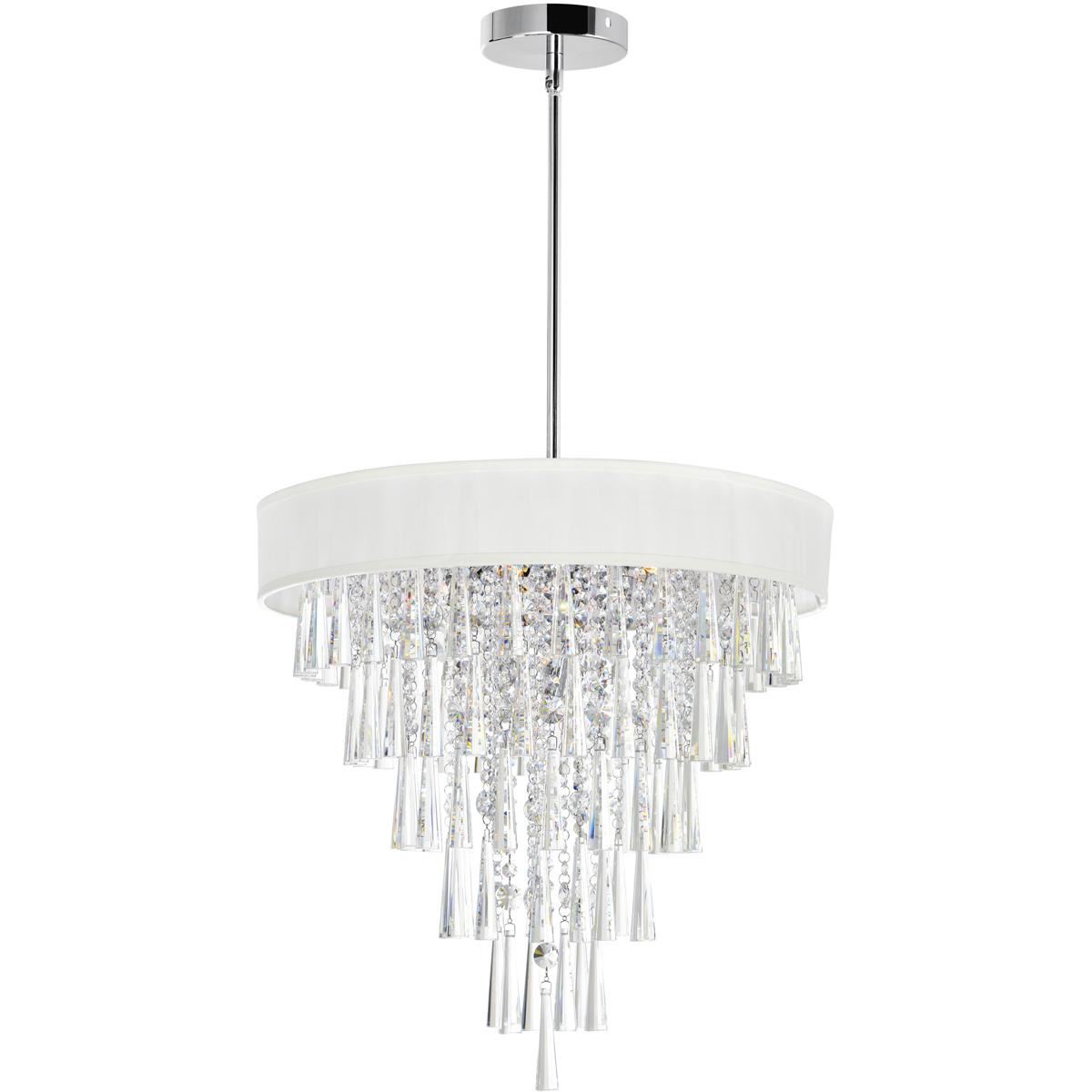 CWI Lighting 5523P22C (OFF WHITE) Franca 8 Light 22 inch Chrome Drum Shade Chandelier Ceiling Light in Off White